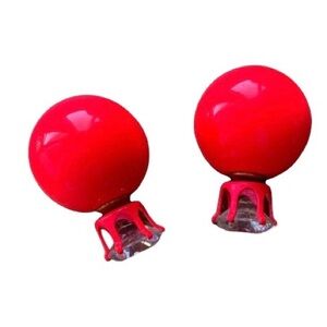 Neon Pink Bright Hot Pink Ball Crystal Pierced Retro Earrings Woman’s Jewelry